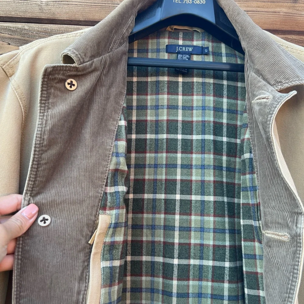 SOLD Mens vintage 90s khaki barn jacket|size Large Tall - Picture 5 of 11